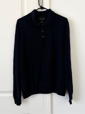 Bloomingdale’s The Men’s Store Dark Blue Quarter Button Merino Wool Sz XL